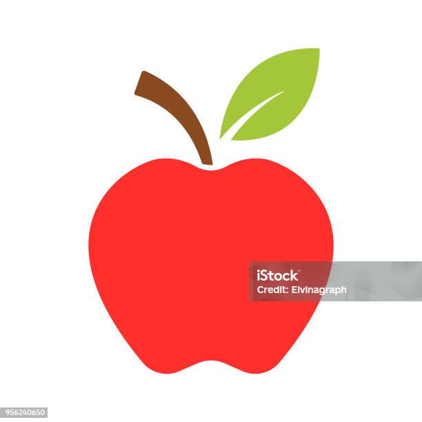 Apple Icône Illustration Vecteurs libres de droits et plus d'images vectorielles de Pomme - Pomme, Icône, Design plat