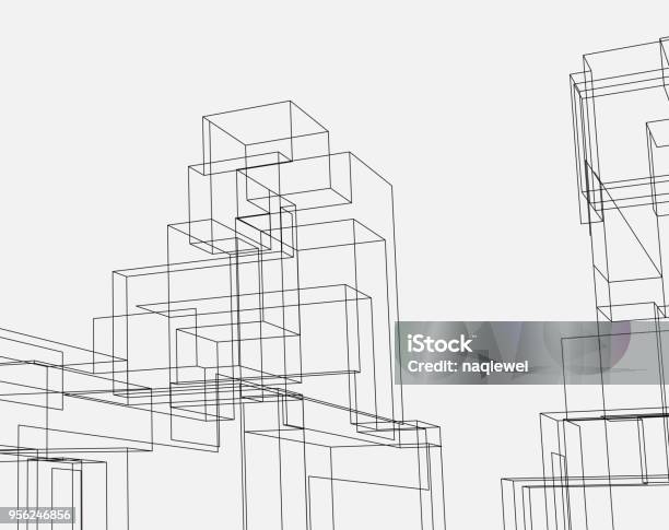 線型城市建築結構向量圖形及更多建築業圖片 - 建築業, 建築物外觀, 建造 - 活動