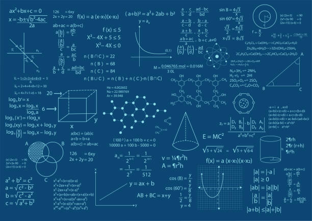 ilustraciones, imágenes clip art, dibujos animados e iconos de stock de fondo fórmula matemática - símbolo matemático