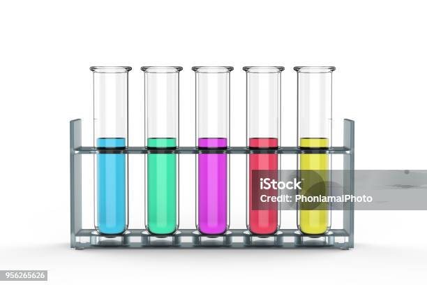 Test Tubes With Colourful Liquid Stock Photo - Download Image Now - Test Tube, Liquid, Blue