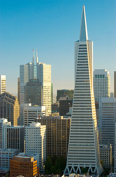 San Francisco, California, USA; April, 25, 2019. The Sentinel Building and Transamerica Pyramida landmarks of the city.