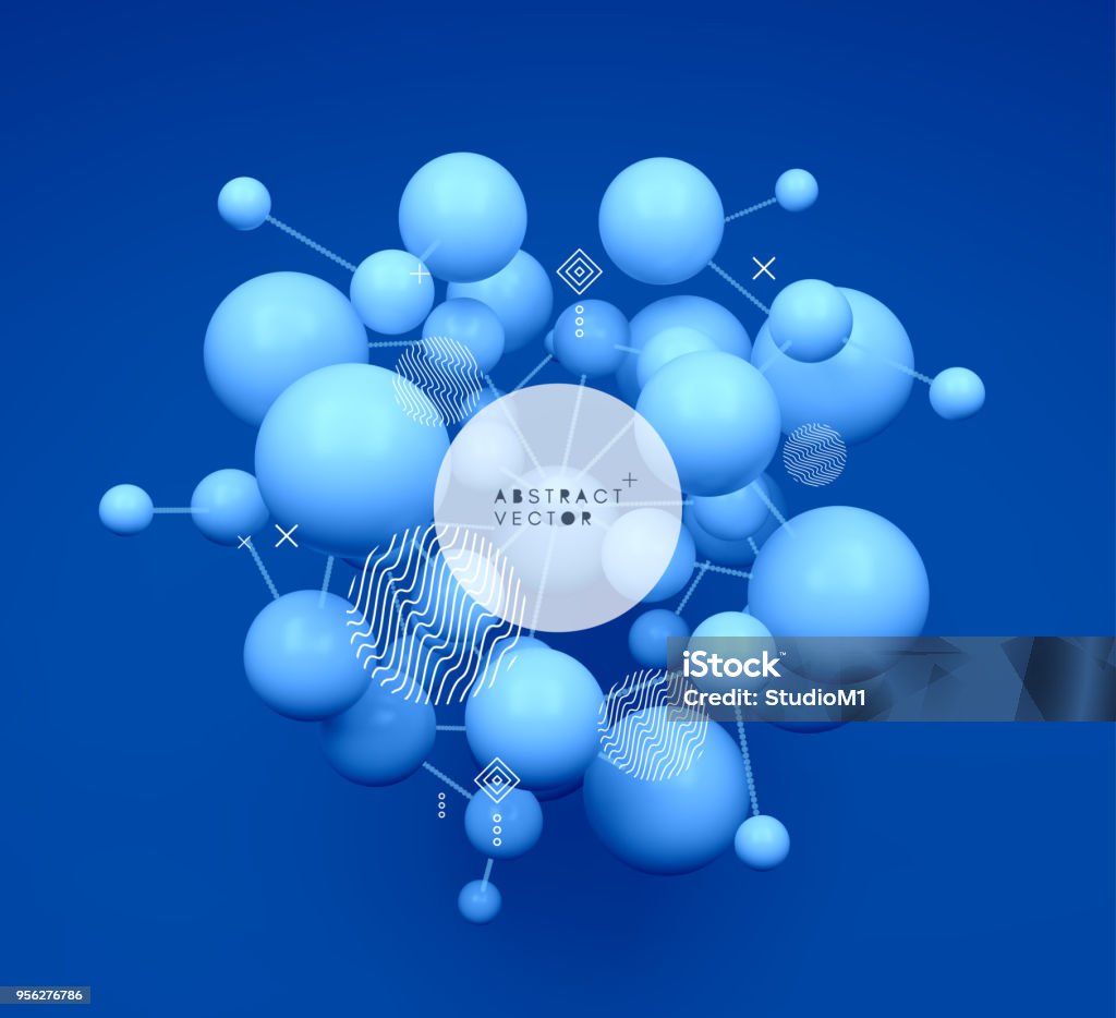 Molecule. concept 3D illustration.  Vecteur de modèle. - clipart vectoriel de Forme tridimensionnelle libre de droits