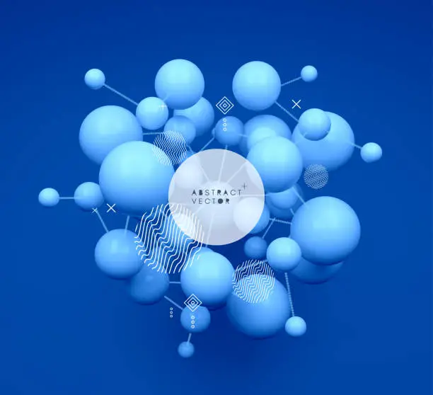 Vector illustration of Molecule. 3D concept illustration. Vector template.