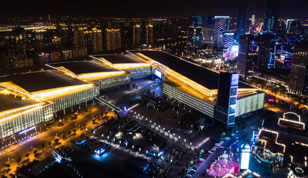 istock Night view of modern city business district 956276858