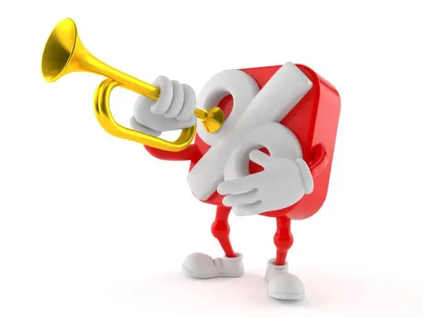 Photo of Percentage character playing the trumpet