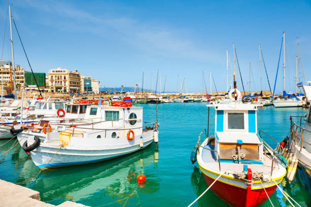 istock Old harbor with boats in Heraklion, Crete, Greece 956281668