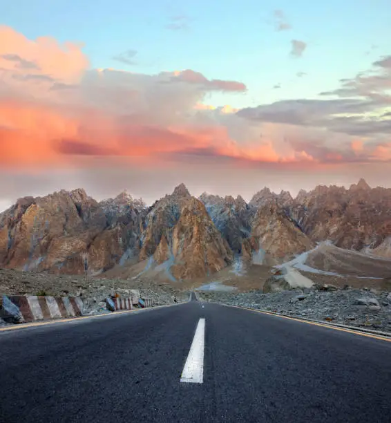 View point at Passu Glacier on the new silk road National Highway 35 or China-Pakistan Friendship Highway.