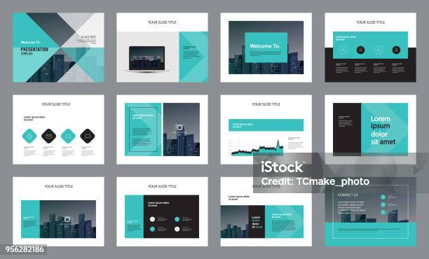 Template Presentation Design And Page Layout Design For Brochure Book Magazineannual Report And Company Profile With Infographic Elements Design Stock Illustration - Download Image Now