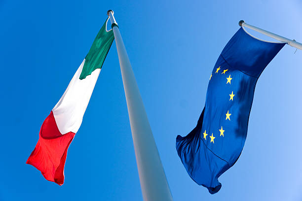 Flags. Italy and European union flags  european union symbol stock pictures, royalty-free photos & images
