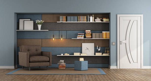 istock Blue and brown living room 956289734