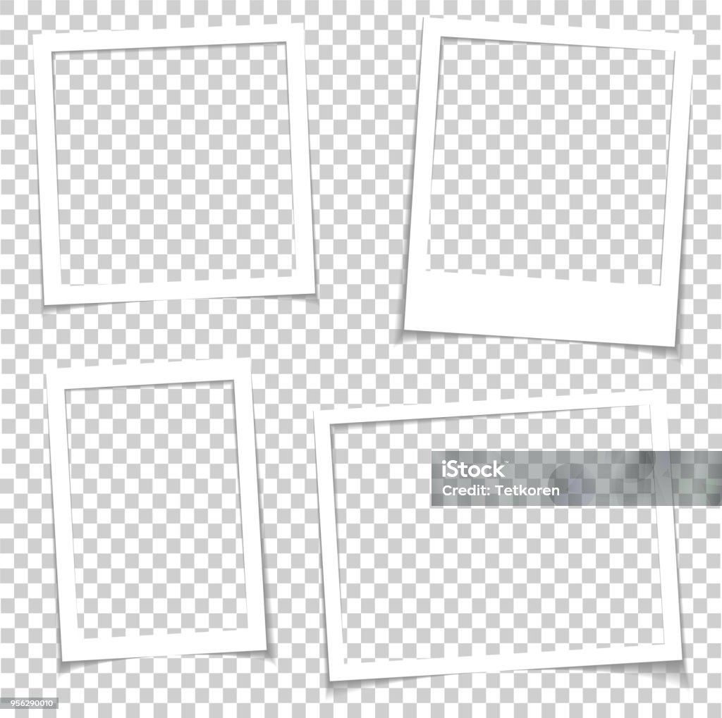 Photo frames with realistic drop shadow vector effect isolated. Image borders with 3d shadows. Empty photo frame template gallery illustration Photographic Print stock vector