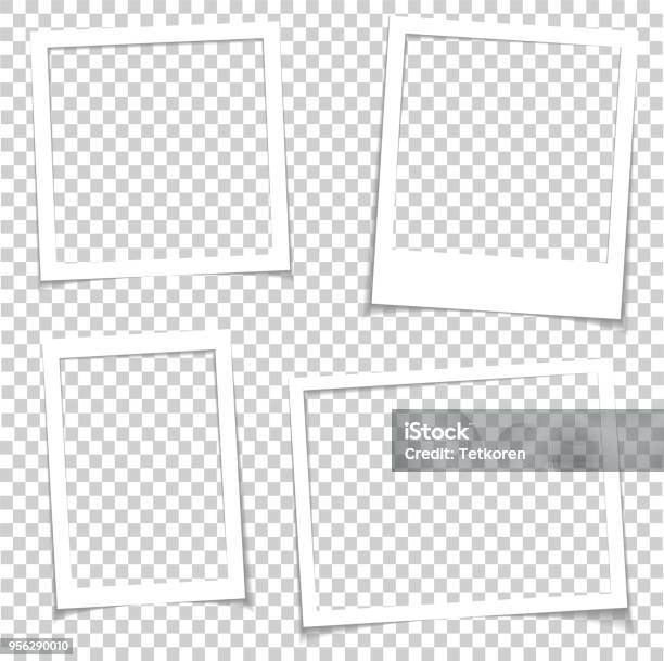 Photo Frames With Realistic Drop Shadow Vector Effect Isolated Image Borders With 3d Shadows Empty Photo Frame Template Gallery Illustration Stock Illustration - Download Image Now