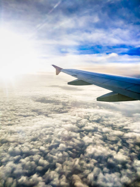 istock Beautiful sky and airplane wing. 956290538