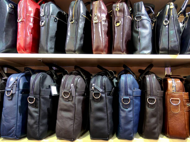 istock Men's bags on the store shelf. 956297434