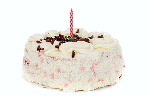 istock birthday white cake from one candle 95629859