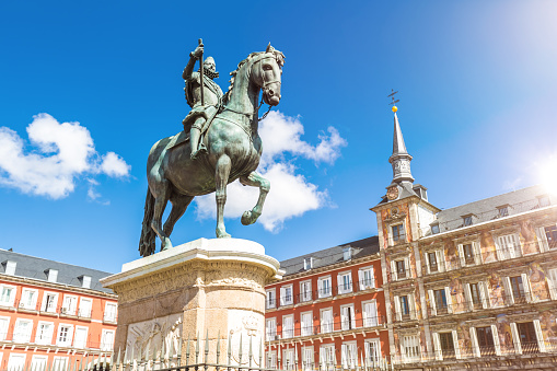 Plaza Mayor in Madrid\nStatue is from 1848