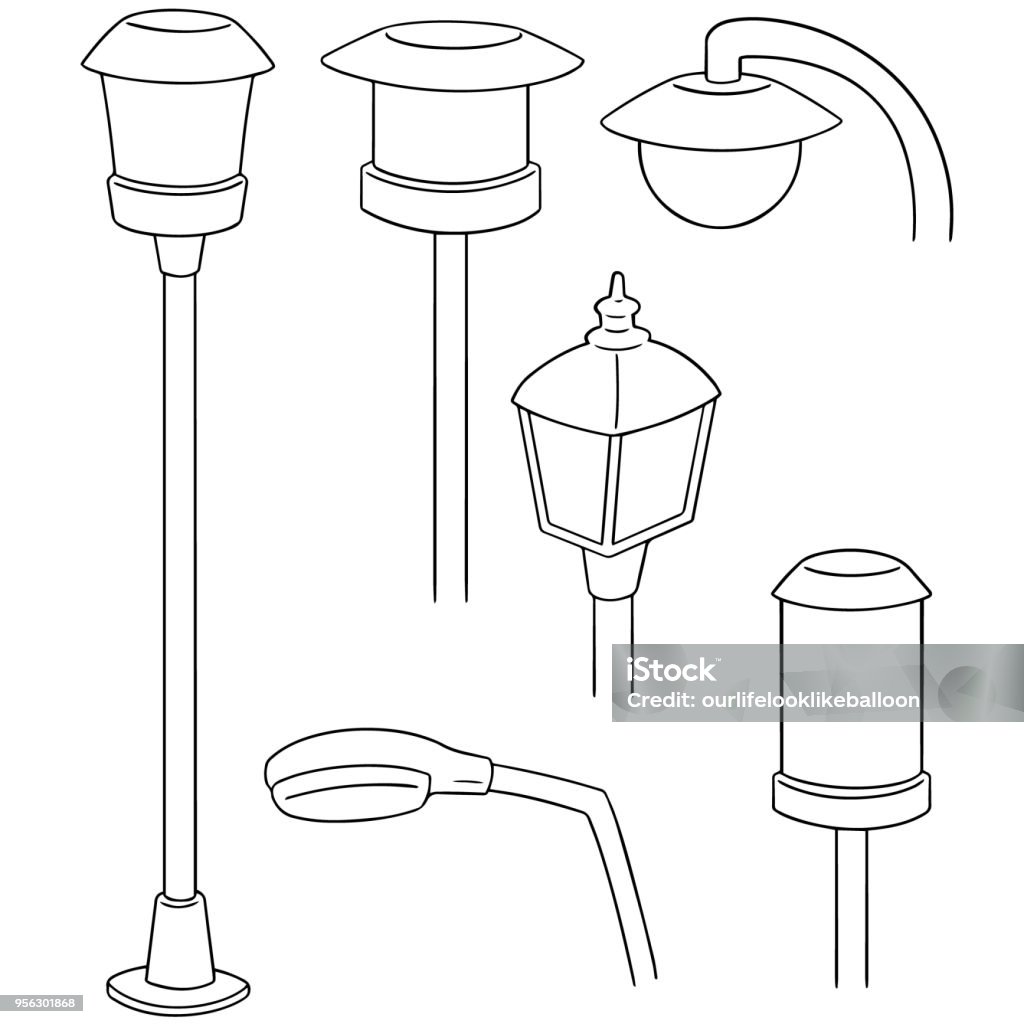 outdoor lamp vector set of outdoor lamp Architecture stock vector