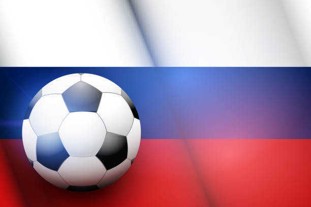 istock Football ball and Russia Flag 956306116