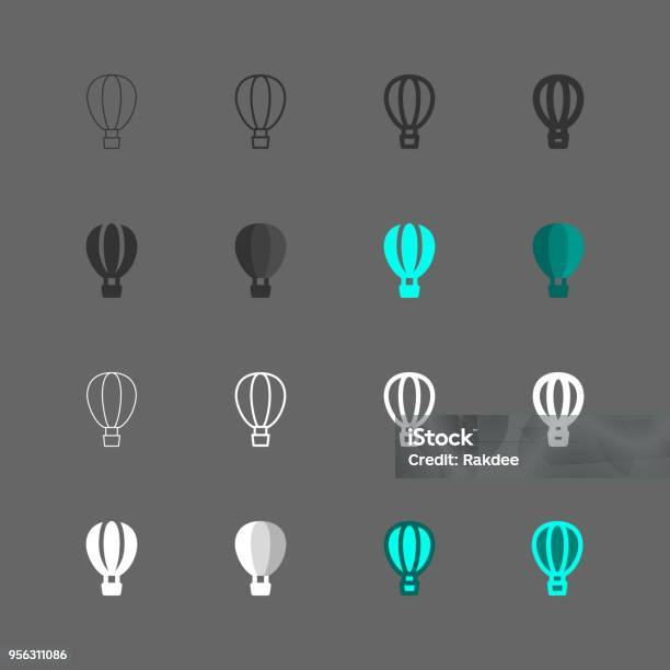 Hot Air Balloon Icon Multi Series Stock Illustration - Download Image Now - Hot Air Balloon, Aerostat, Air Vehicle