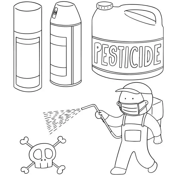 Vector illustration of pesticide and farmer