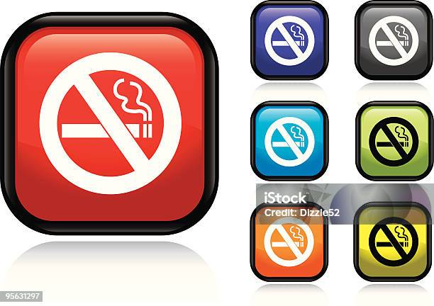 No Smoking Icon Stock Illustration - Download Image Now - Black Color, Blue, Cigarette