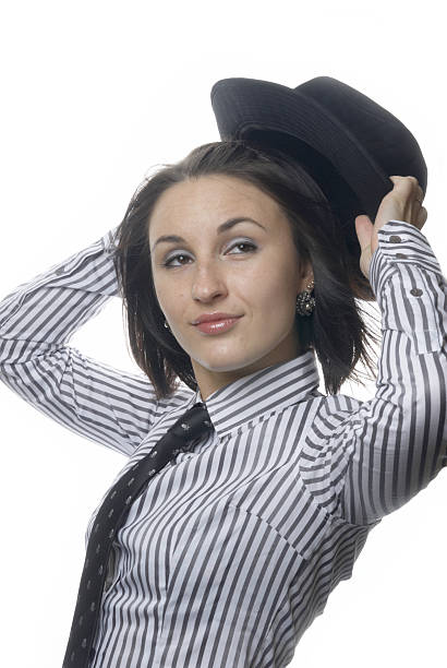 istock Woman with necktie and hat 95632103