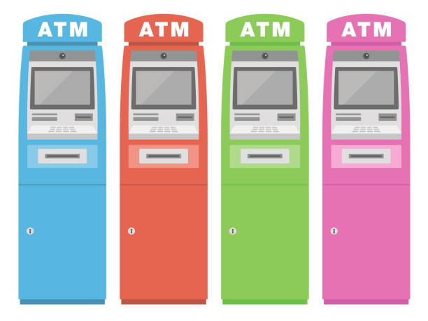 automatyczna bankomat - atm stock illustrations