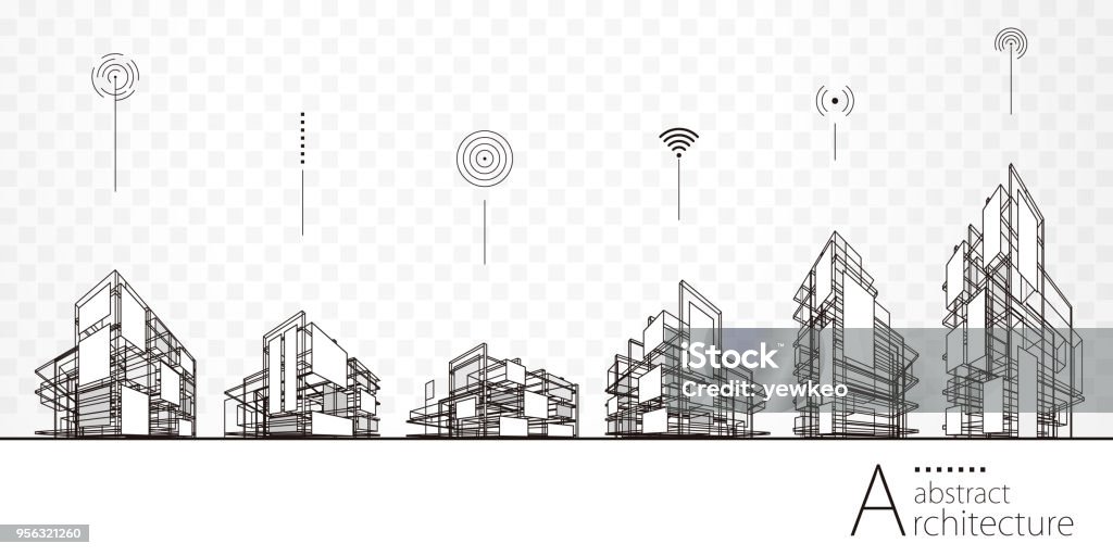 Architecture Abstract Buildings Architecture abstract building perspective lines, modern urban architecture abstract background. Construction Industry stock vector