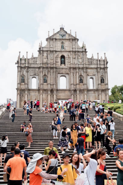 le rovine di san paolo a macao - unesco world heritage site macao church stone foto e immagini stock