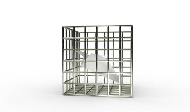 istock Paper airplane prison jail blocking 3d illustration 956324266