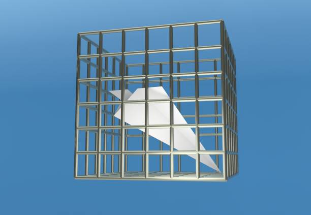 istock Paper airplane prison jail blocking telegram 3d illustration 956324854