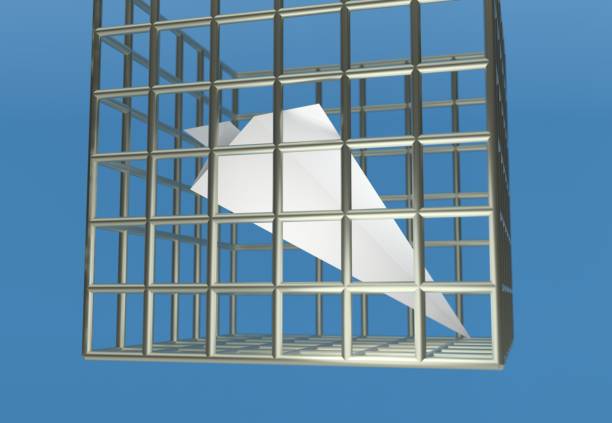 istock Paper airplane prison jail blocking telegram 3d illustration 956324906