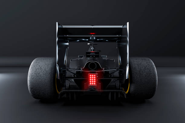 racing car-ansicht von hinten - studio rendern - motorsport veranstaltung stock-fotos und bilder