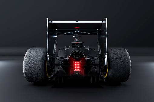 Racing car view from behind - studio render