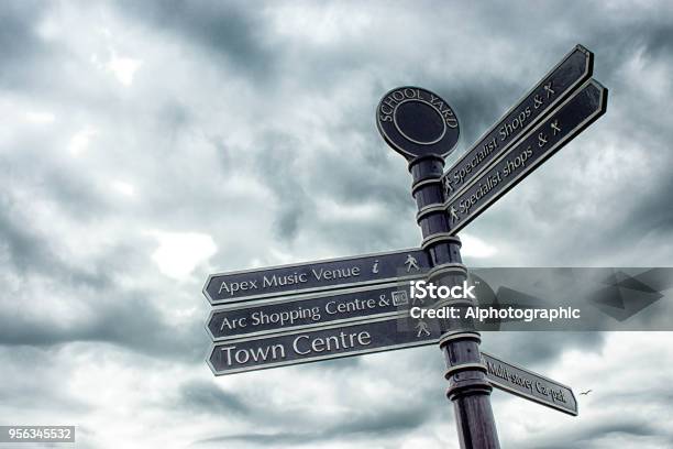 Direction Sign In Bury St Edmunds Stock Photo - Download Image Now - Bury St Edmunds, Abbey - Monastery, Cloud - Sky
