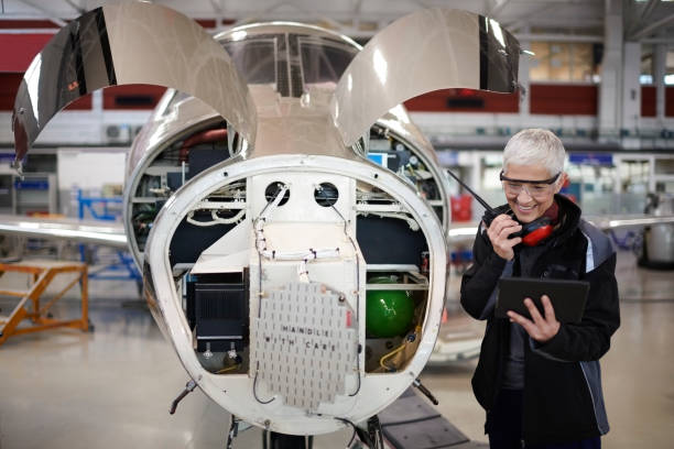 istock Aircraft mechnic in the hangar 956348064