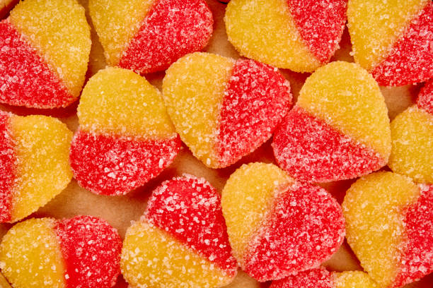 istock Jelly heart shaped candies background. 956352136