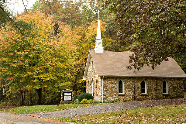 Country Church in Autumn stock photo