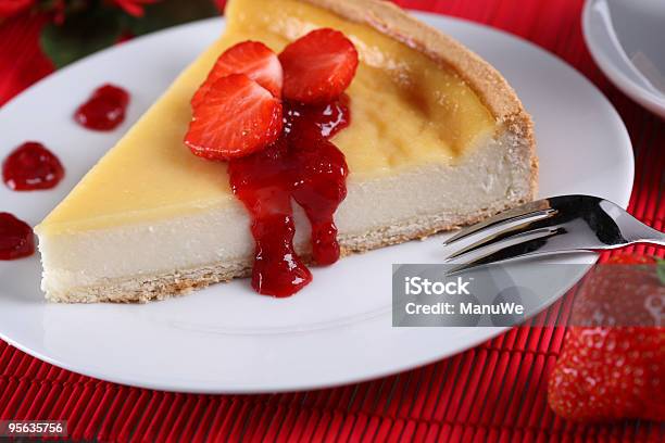 Cheese Cake Plate With Red Strawberry Stock Photo - Download Image Now - Baked, Cake, Close-up