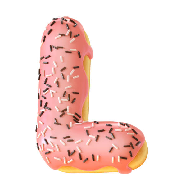 istock Glazed donut font 3d rendering letter L 956361802