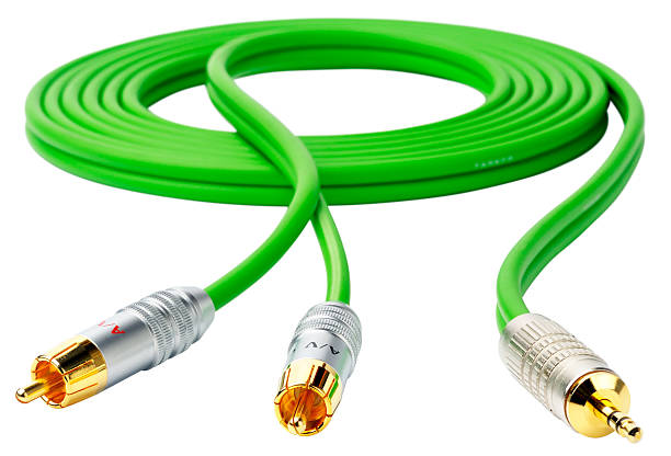 cabo verde em branco - electric plug cable connection block audio equipment - fotografias e filmes do acervo