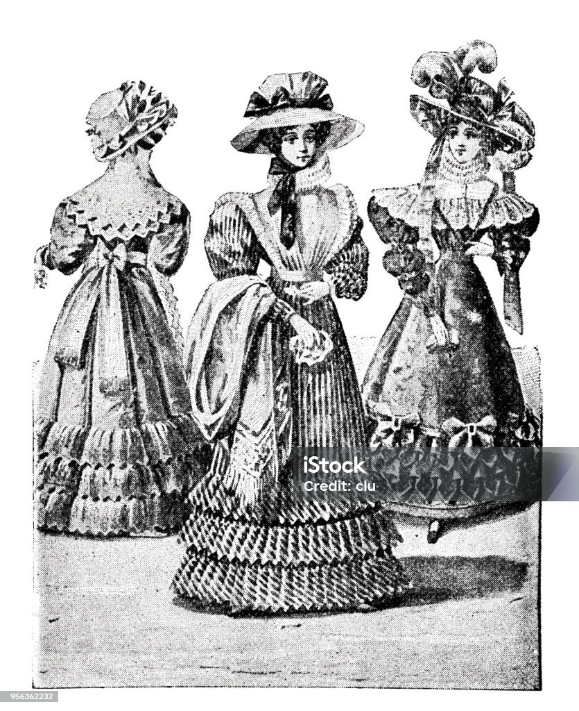 Woman fashion around 1825 Illustration from 19th century 1820-1829 stock illustration