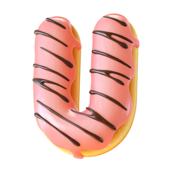 istock Glazed donut font 3d rendering letter U 956362318