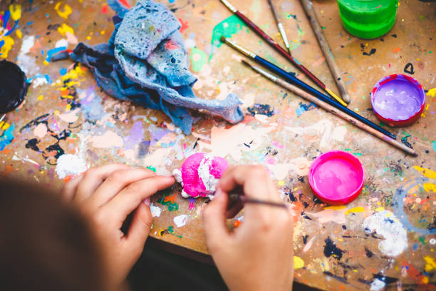 istock hand with a brush paints a figure 956362866