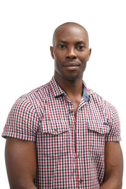 istock Black smiling man in casual clothes isolated on white background. 956362876