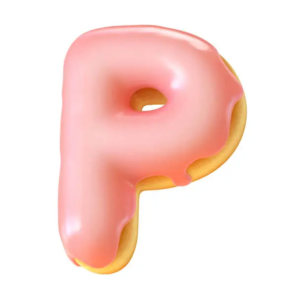 Photo of Glazed donut font 3d rendering letter P