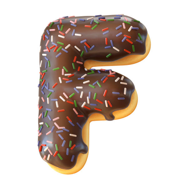 istock Glazed donut font 3d rendering letter F 956363510