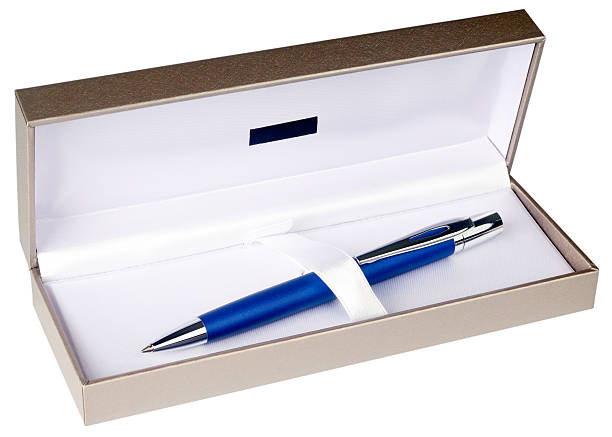 istock Ball-point pen in box isolated on white 95636492