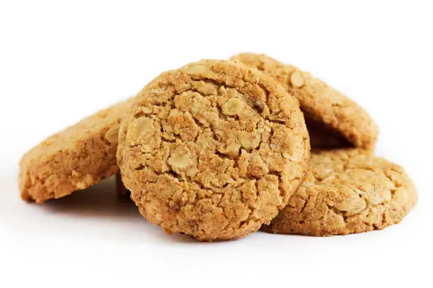 Biscuits with whole-wheat (wholemeal) flour isolated on white background