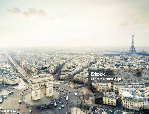 Triumphal Arch Stock Photo - Download Image Now - Paris - France, Arc de Triomphe - Paris, Aerial View